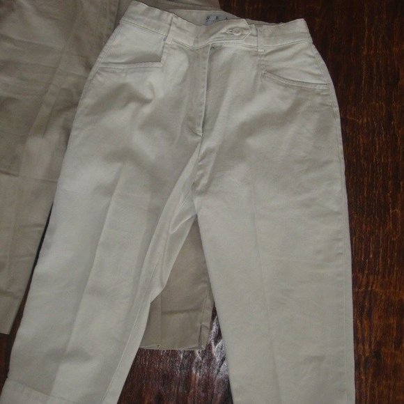 Lot of 3 Real Comfort STRETCH Capris CROP Pants * BLACK~Khaki TAN~IVORY 6 / 6P - Picture 4 of 10